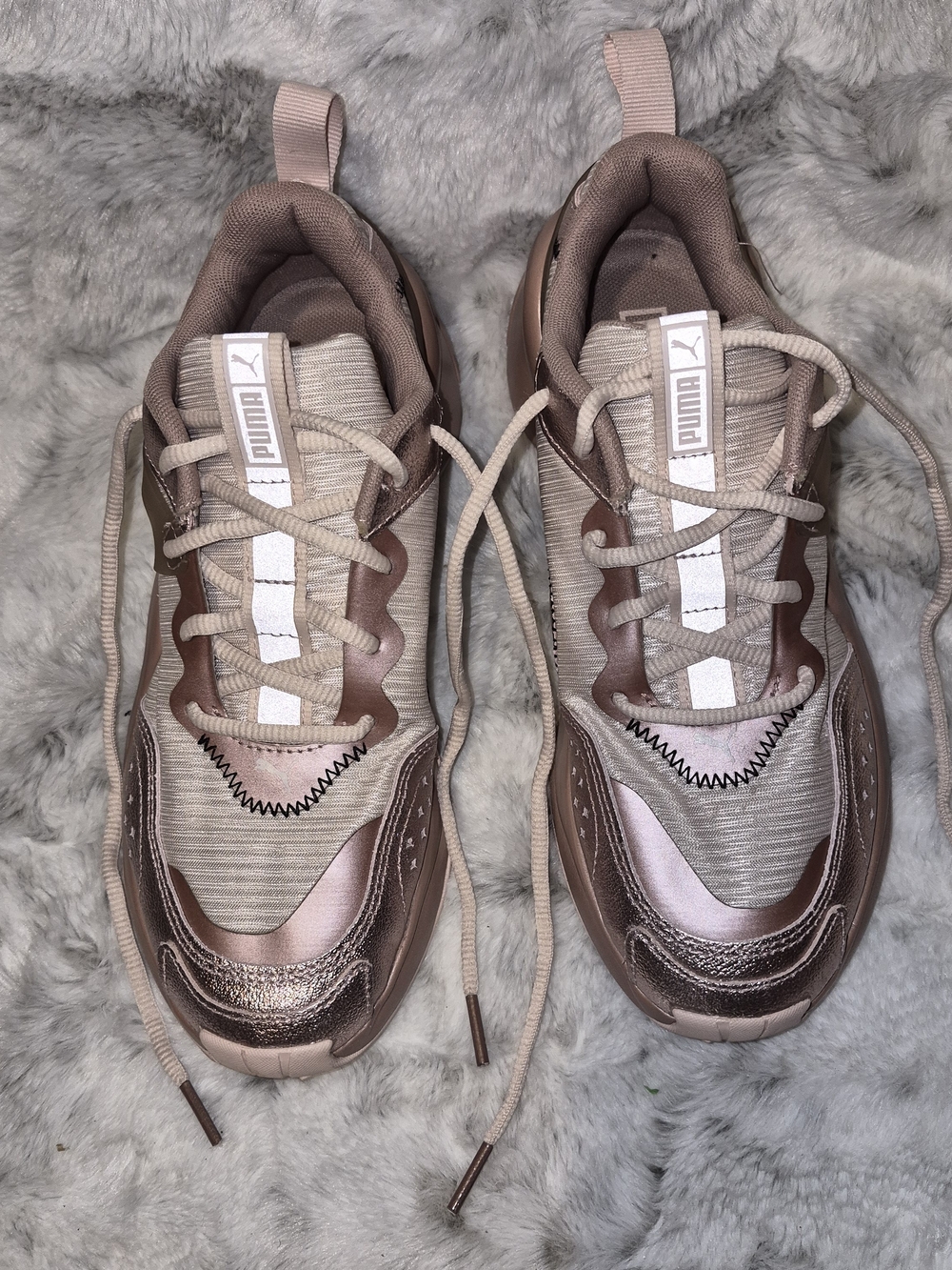 PUMA Rise Silver Metal Sneakers Rose Gold Pink Sz 7